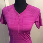 Athleta  Small S Purple Partial Zip Front Short Sleeve Top Womens Photo 1