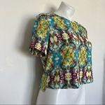 Forever 21 Vintage 90s Kaleidoscope Print Crop Top | Short Sleeve | Size S Yellow Photo 8