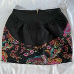 English Rose New  Metallic Floral Jacquard Mini Skirt Black Pink Photo 3
