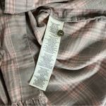 Current/Elliott CURRENT ELLIOTT Plaid Shirt The Prep School Fray Pink Taupe Tinsel Size 2 Photo 8