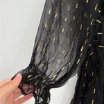 Angie  Women's Twist Front Keyhole Long Sleeve Swiss dot black Dress size small Photo 7