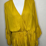 DOLAN Yellow boho blouse with flared sleeves, V neckline, and belted waist XL Photo 0