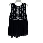 Free People  Sleeveless Diamond Embroidered Boho Sleeveless Top Black Size M Photo 5