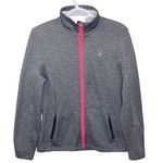Spyder core sweater heathered grey and neon pink full zip soft shell jacket sz L Photo 0