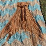 Yves vintage golden coppery strapless lace dress w/handkerchief hem. Size M. Gold Size M Photo 0