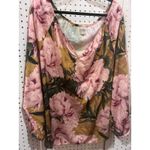 Chico's Size 3 16 18 Floral Peony Print Off Shoulder Long Sleeve Blouse Top Photo 1