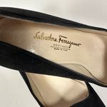Salvatore Ferragamo  80s Pumps Heels Black Suede Tortoise Buckle Accent 7 1/2 B Photo 2