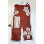 Paige Nellie Culottes Jeans Orange Poppy Doilie Lace Embellished Womens Size 30 Photo 8