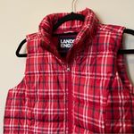 Lands' End Lands’ End Red Plaid Zippered Vest Photo 2