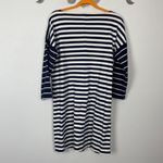 J.Crew  Woman's Sz M Navy Blue and‎ White Striped Shift Shirt Dress 3/4 Sleeve Photo 7