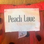 Peach Love California  Top Large Red Sheer Polka Dot Blouse Photo 1