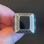Vintage S925 silver obsidian stone ring size 8 Photo 4