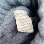 ILLUMA Women’s Blue Cuffed Cable Stitch Faux Fur Pom Pom Beanie Hat NWT Photo 2