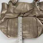 Tignanello Gold Metallic Pebbled Leather Satin Lined Shoulder Tote Bag Pockets Photo 8