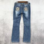 Almost Famous  Low Rise Jeans Size 5 Distressed Embellished‎ Bootcut Y2K Bling Photo 5