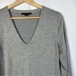 Ann Taylor Petite Light Gray V-Neck Silk Blend Midi Sweater Dress MP Photo 2