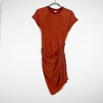 Jacquemus  Sheath Cupro Stretch Lightweight Side Cut Out Draped Mini Dress Rust M Photo 0