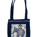 Handmade Indian Elephant Shoulder Bag | Small Tote Bag Blue Photo 0