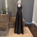 Women’s Black One Shoulder Satin Full Length Prom Party Dress Corset Back Size 2 Photo 3