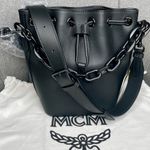 MCM Black / Purple Bucket Bag - Matte Black Hardware, Chain & Removable … Photo 5