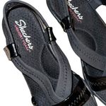 Skechers new black patten leather trip strap front wedge sandals. Photo 4