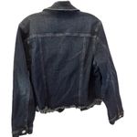 None Jean Jacket Women's Size 12 Blue Denim Jacket Pearl Studded Frayed Hem Photo 11
