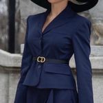 ZARA Navy Blue Tailored Wool Blend Lapel Collar Long Sleeves Luxury Blazer Sz M Photo 0