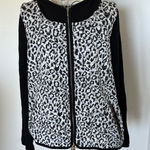 Zenergy by black white leopard zip up hoodie with pockets Chicos size 2 Photo 0