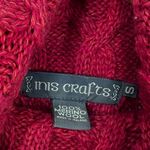 Inis Crafts Marled Red 100% Merino Wool Cable Knit Sweater Size Small Photo 3