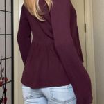 Full Tilt Dark Maroon Red Long-Sleeve V-Neck Peasant Blouse Top | Photo 3
