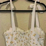 White with yellow floral mini dress, sweetheart, boho, festival, cottagecore Size M Photo 3