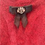 ZARA  Deep Red Turtleneck Sweater with Embellished Bow Photo 1