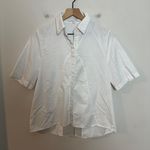 Alexis - Short Sleeve Button Down Shirt Mesh Back Panel Work Top White Photo 0