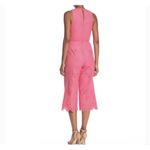 Trina Turk  Eyelet Scallop Hem Cropped Jumpsuit in Cosmo Pink Size 12 Photo 5