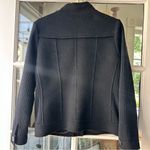 Mercoledi Italian Designer Handmade Soft Wool Black High Collar Button Photo 5