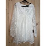 Lulus NWT  Angelic Bliss White Embroidered Puff Sleeve Mini Dress Bridal Party L Photo 1