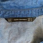 ZARA Denimwear Western Cowgirl Pearl Snap Shirt Medium Blue Jean Embroidered Photo 8