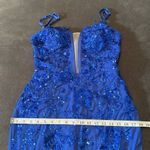 Women’s Blue Sparkly Mermaid Fit Prom Party Dress Criss Cross Straps Size 4 Photo 12