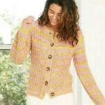 Universal Threads Universal Thread yellow pastel mix stripe cardigan size small Photo 0