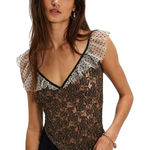 Free People NWT Women’s Charolette Women’s Mesh Ruffle Trim Tank Small Photo 0