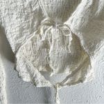 Princess Polly  Camala Crinkle Long Sleeve Crop Tie Front Top White Sz 4 Photo 3