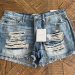 KanCan Distressed MidRise Denim Cut Off Shorts KC8377M Size 11/29 NWT Blue Photo 0