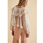 Free People Dainty Ethereal Ruffle Camilla Floral Gauze Blouse Large Cottage Photo 2
