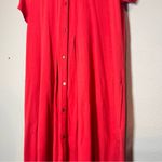 J. Jill Button Up Shirt Dress Collared Pink Pima Cotton Size Medium Knee Length Photo 2