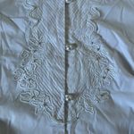 Impressions Vintage White Lace Embroidered Button Up Top Photo 6