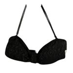 Catalina  Black Crochet Halter Swim Bikini Top size Medium Photo 0
