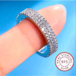 Boutique NEW 14k Gold Plated S925 Triple Row Eternity Diamond Wedding Ring, Size 7.5‎ Photo 1