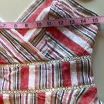 Blue Rain Linen cotton striped spaghetti strap A-line crochet waist peekaboo detail dress Photo 8