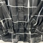 Who What Wear  Large Shirt Black Sheer Long Sleeve Button Up Tie Neck Blouse Top Photo 2