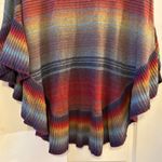 NorthStyle Women's One Size Multicolor Striped Cowl Neck Poncho Sweater Red Photo 7